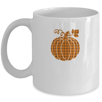 Pumpkin Halloween Thanksgiving Gift Women Pumpkin Plaid Mug Coffee Mug | Teecentury.com