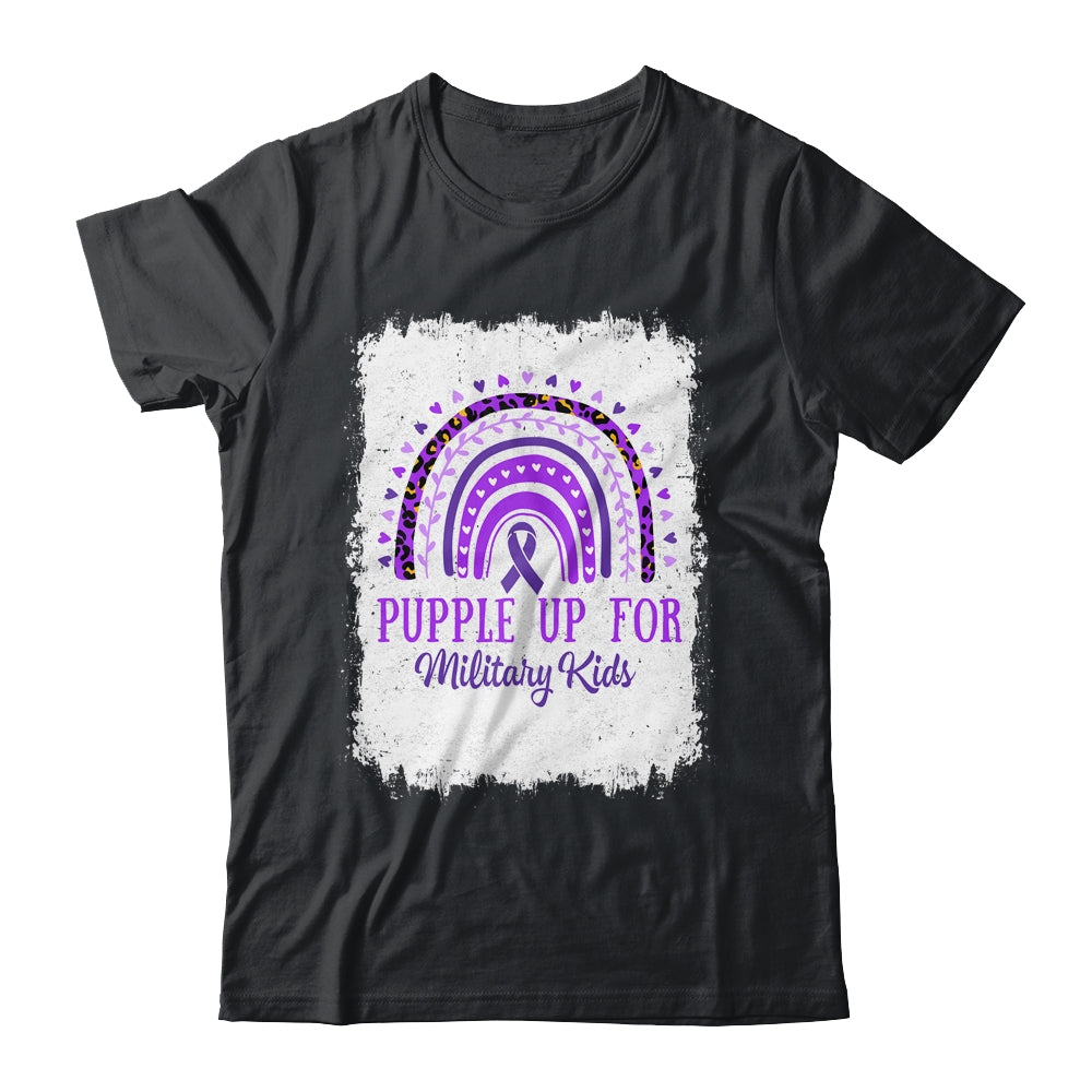 Purple Up For Kids Military Child Month Bleached Rainbow Shirt & Hoodie | teecentury