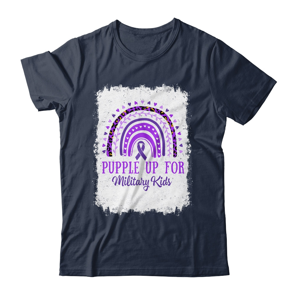 Purple Up For Kids Military Child Month Bleached Rainbow Shirt & Hoodie | teecentury