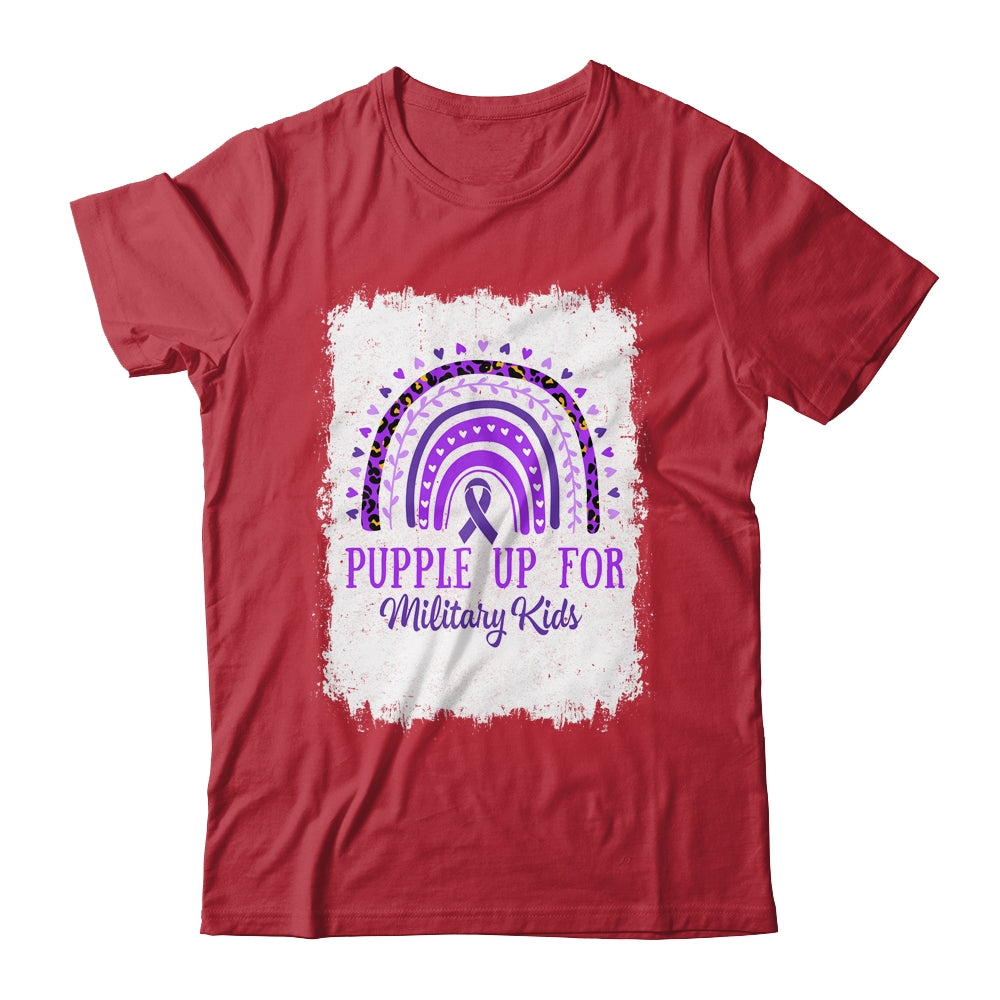 Purple Up For Kids Military Child Month Bleached Rainbow Shirt & Hoodie | teecentury