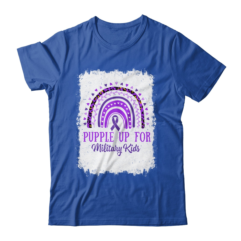 Purple Up For Kids Military Child Month Bleached Rainbow Shirt & Hoodie | teecentury