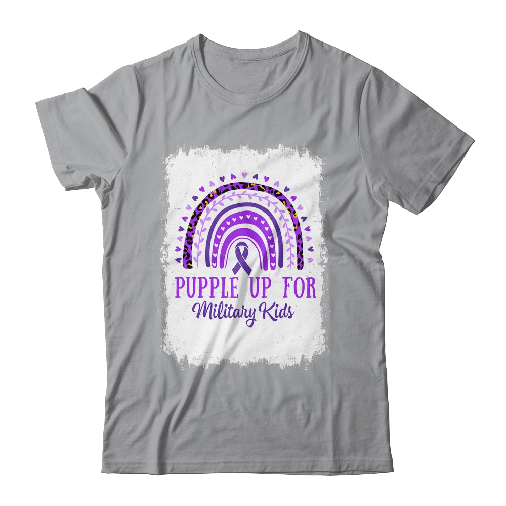 Purple Up For Kids Military Child Month Bleached Rainbow Shirt & Hoodie | teecentury