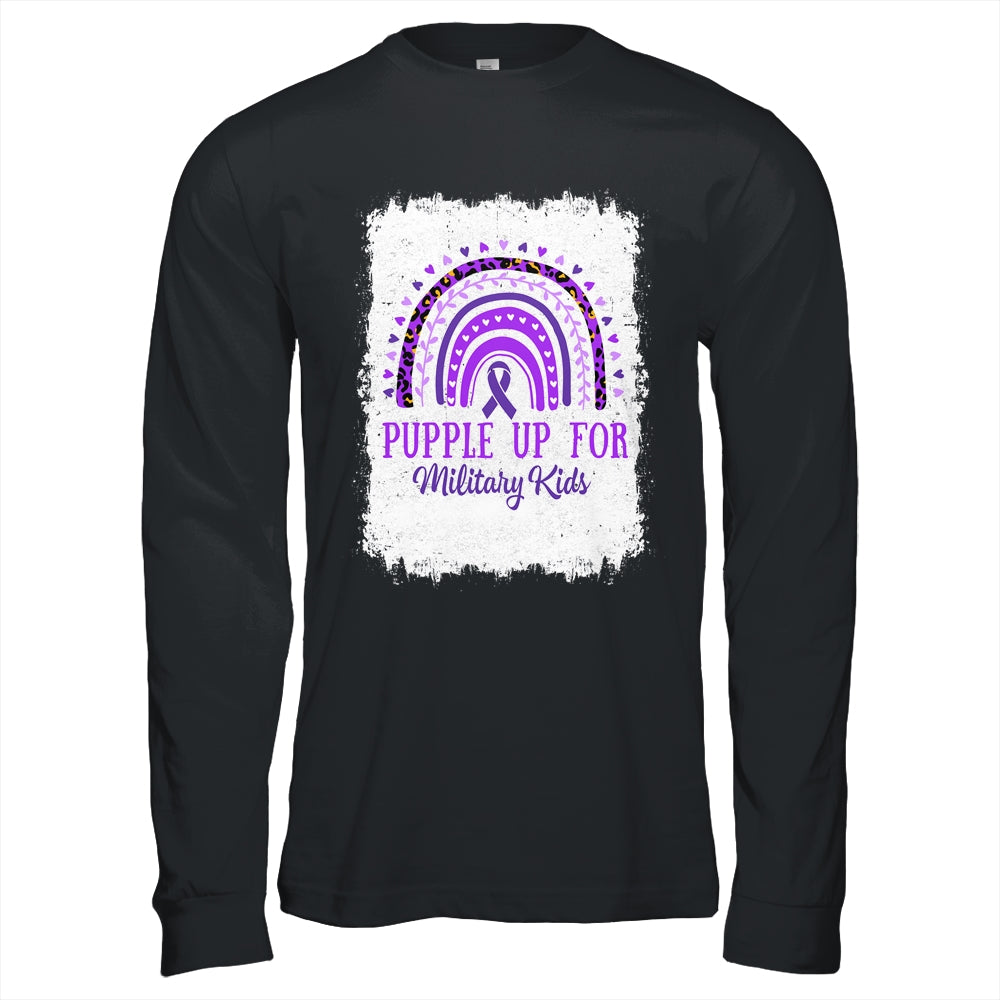 Purple Up For Kids Military Child Month Bleached Rainbow Shirt & Hoodie | teecentury