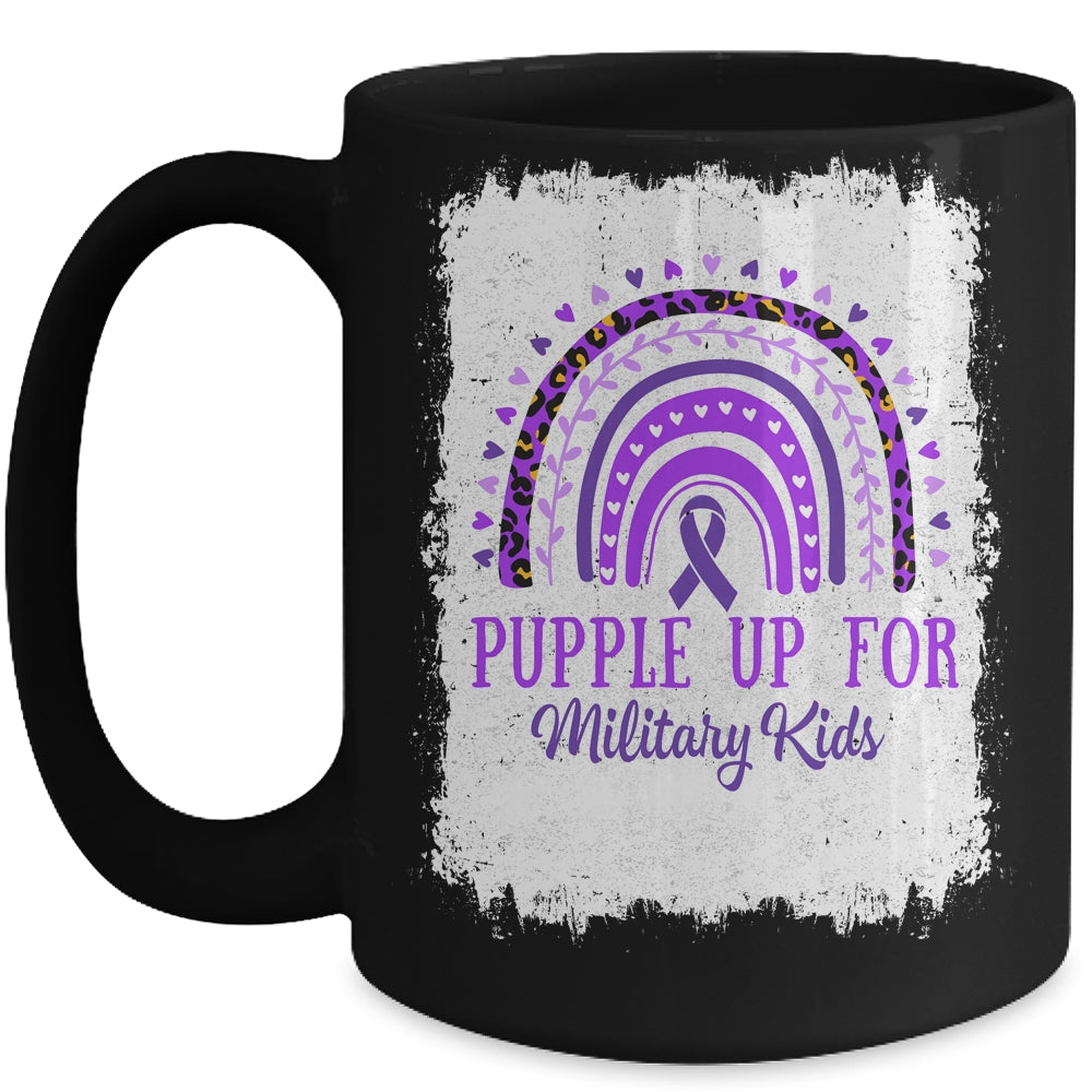 Purple Up For Kids Military Child Month Bleached Rainbow Mug | teecentury