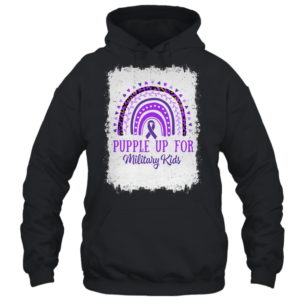 Purple Up For Kids Military Child Month Bleached Rainbow Shirt & Hoodie | teecentury
