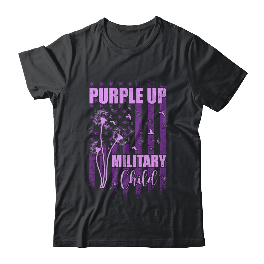 Purple Up For Military Child Month Dandelion Flag Shirt & Hoodie | teecentury