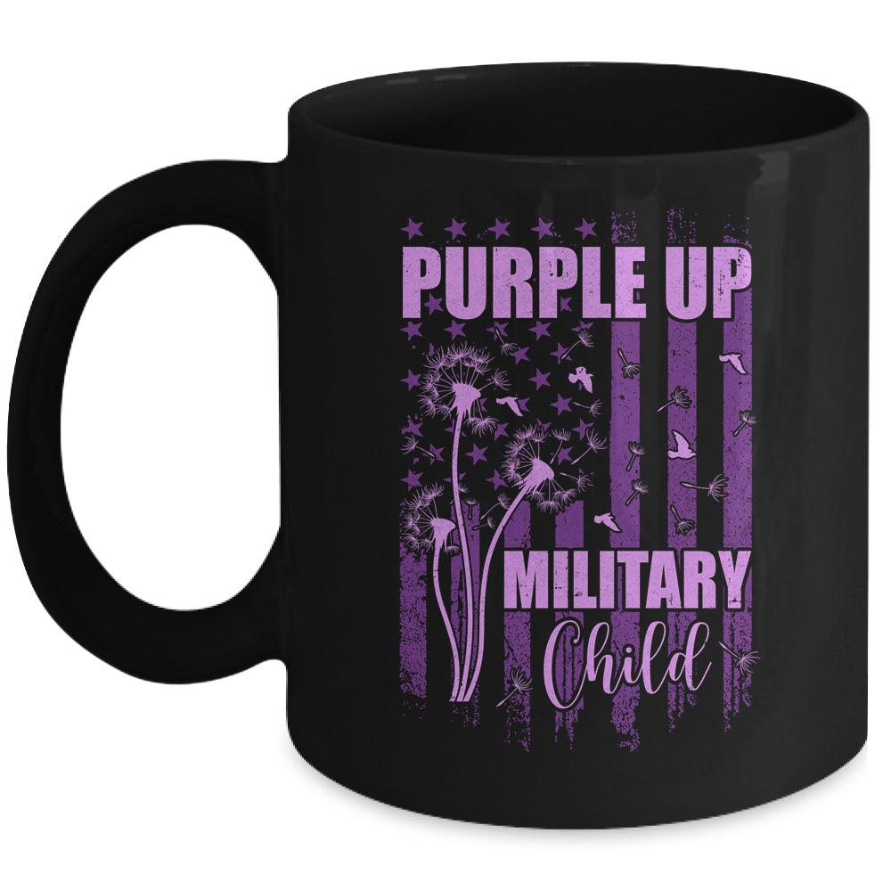 Purple Up For Military Child Month Dandelion Flag Mug | teecentury