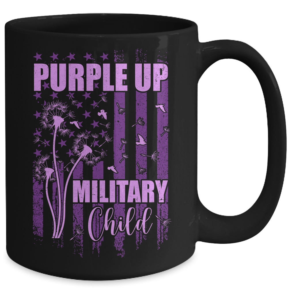 Purple Up For Military Child Month Dandelion Flag Mug | teecentury