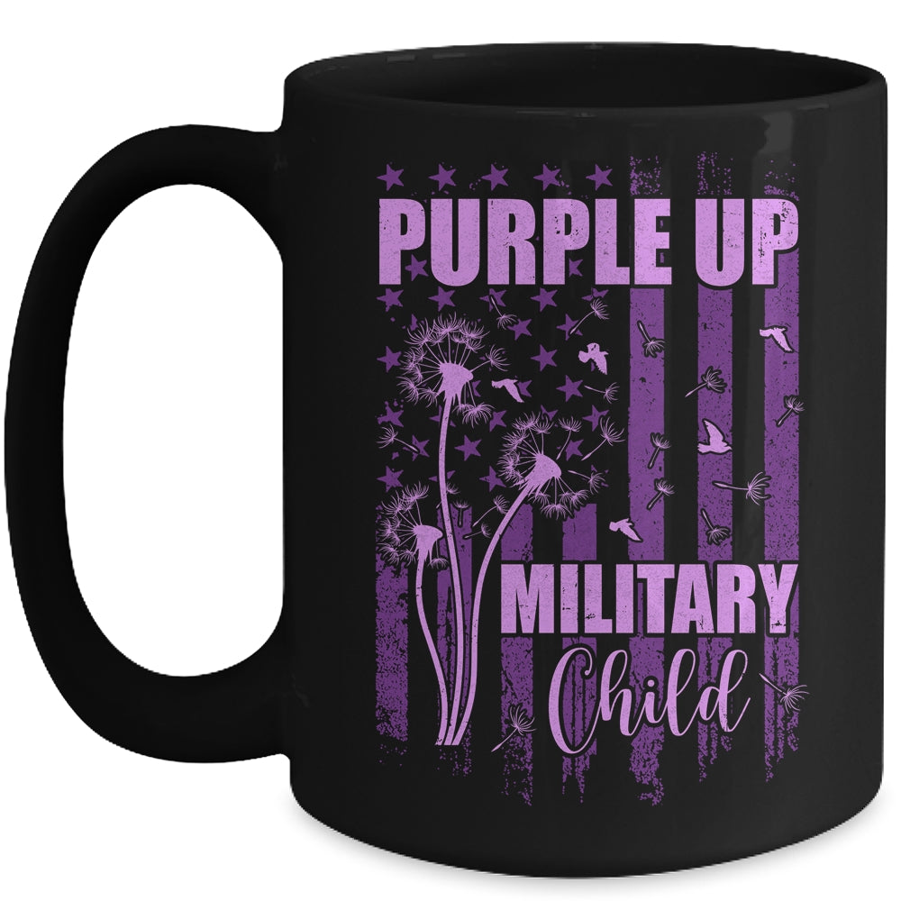 Purple Up For Military Child Month Dandelion Flag Mug | teecentury