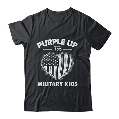 Purple Up For Military Kids Military Child Month Heart Flag Shirt & Hoodie | teecentury