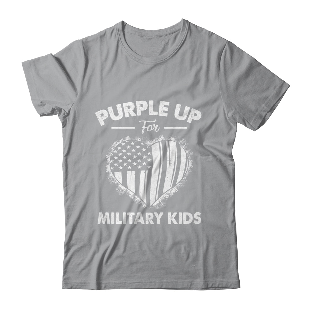 Purple Up For Military Kids Military Child Month Heart Flag Shirt & Hoodie | teecentury