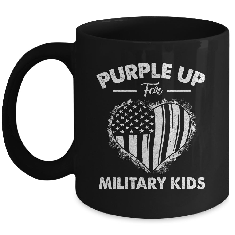 Purple Up For Military Kids Military Child Month Heart Flag Mug | teecentury