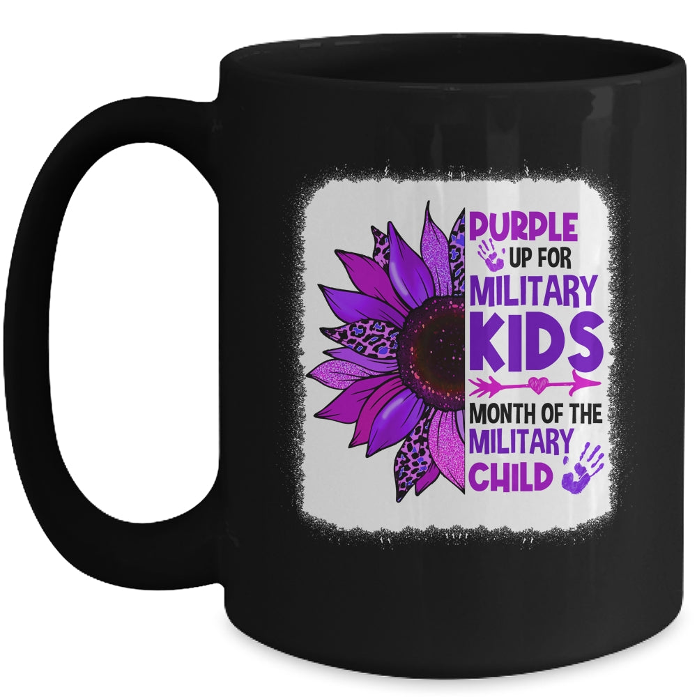 Purple Up Military Child Leopard Sunflower Bleached Mug | teecentury