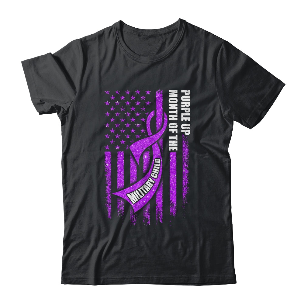 Purple Up Military Child Month American USA Flag Shirt & Hoodie | teecentury