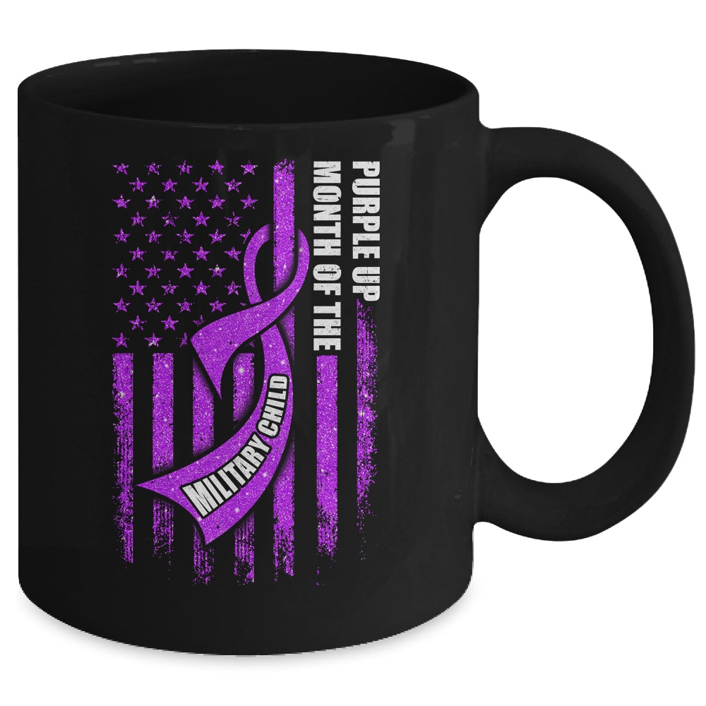 Purple Up Military Child Month American USA Flag Mug | teecentury