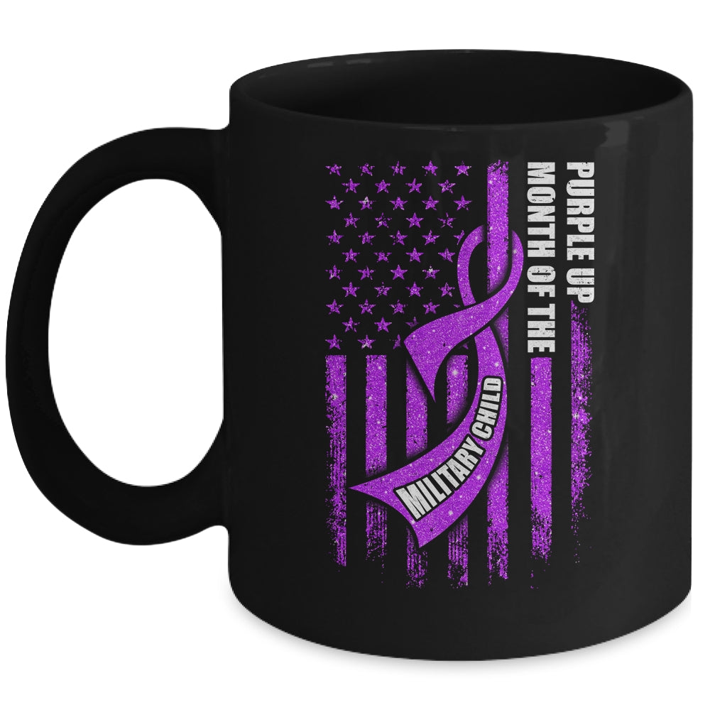 Purple Up Military Child Month American USA Flag Mug | teecentury
