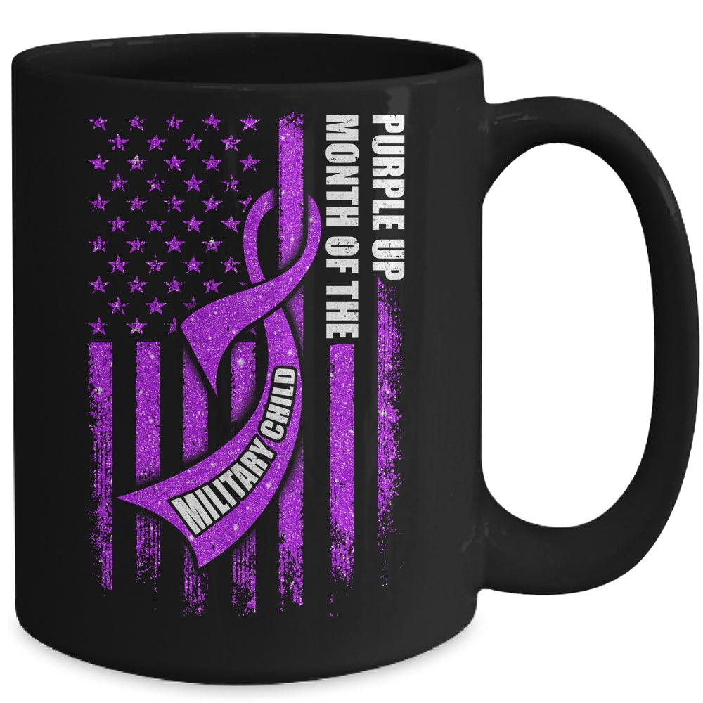 Purple Up Military Child Month American USA Flag Mug | teecentury