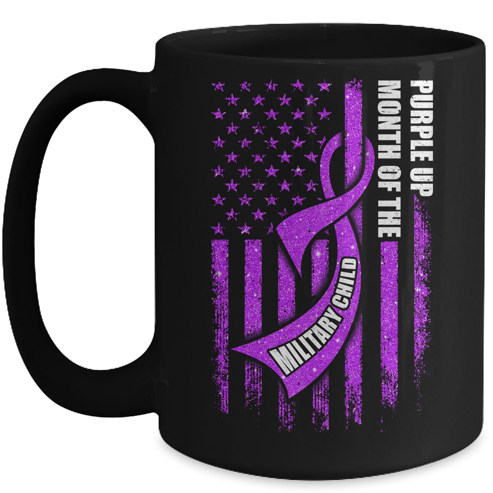 Purple Up Military Child Month American USA Flag Mug | teecentury