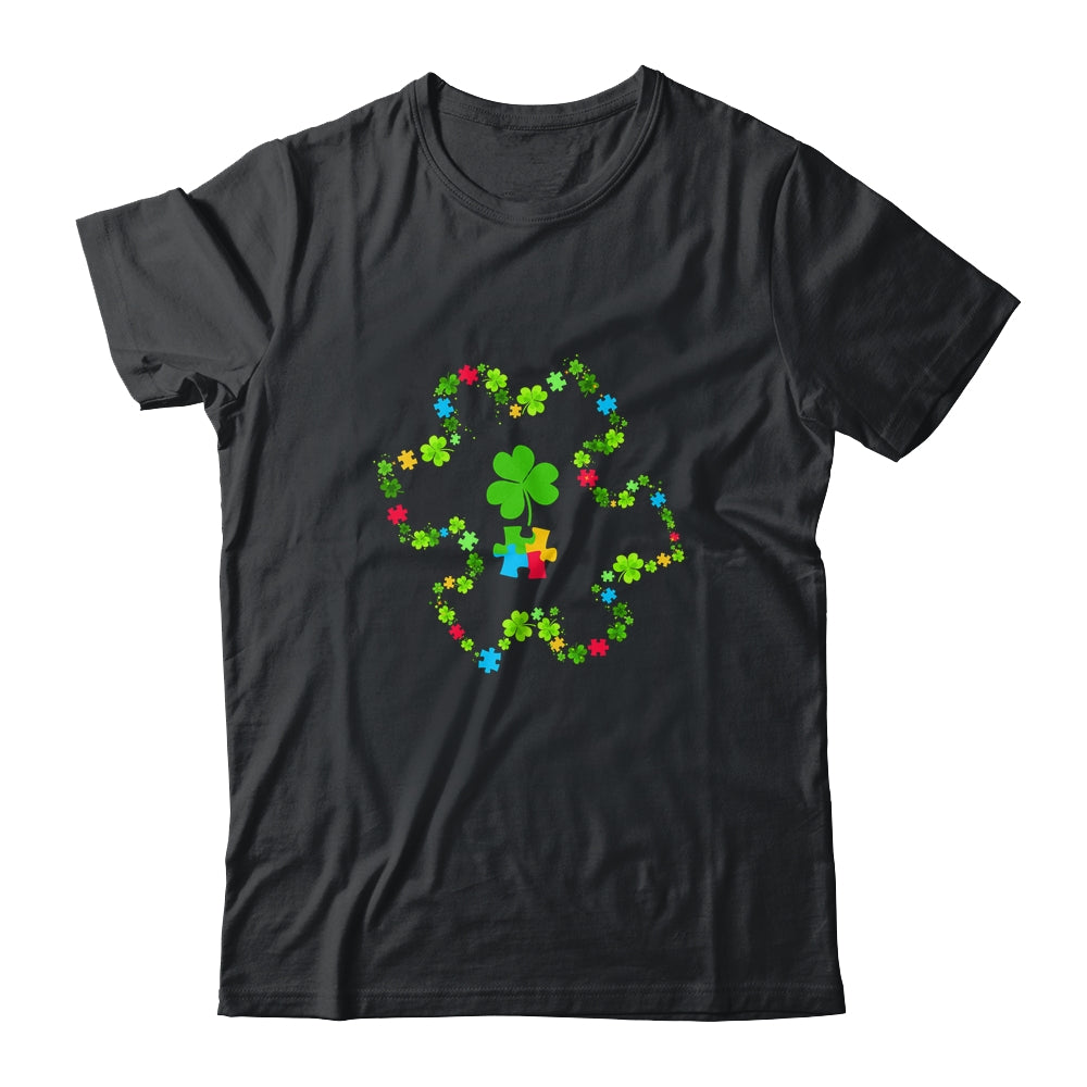 Puzzle Shamrocks Autism Awareness Happy St Patrick's Day Shirt & Hoodie | teecentury