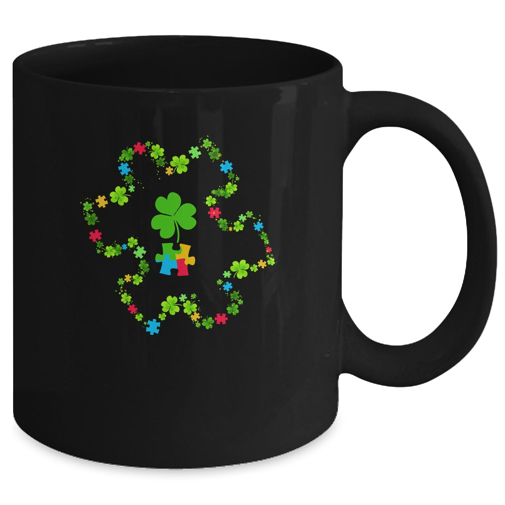 Puzzle Shamrocks Autism Awareness Happy St Patrick's Day Mug | teecentury