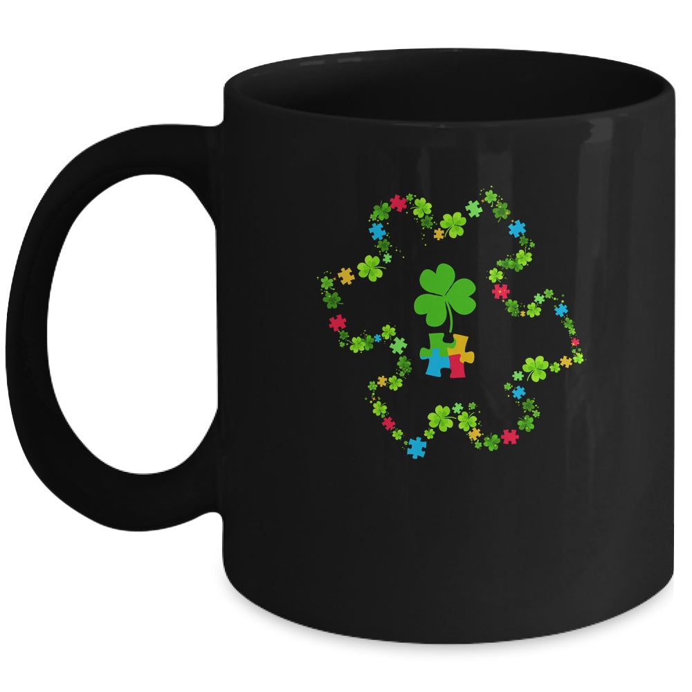 Puzzle Shamrocks Autism Awareness Happy St Patrick's Day Mug | teecentury