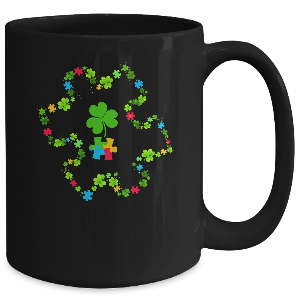 Puzzle Shamrocks Autism Awareness Happy St Patrick's Day Mug | teecentury