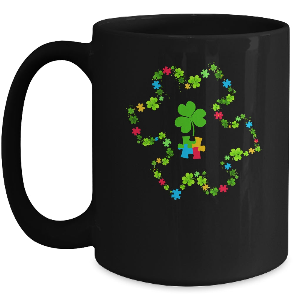 Puzzle Shamrocks Autism Awareness Happy St Patrick's Day Mug | teecentury