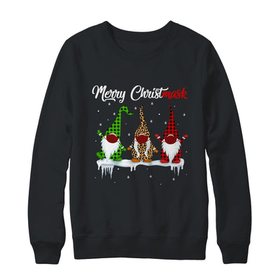 Quarantine Christmas Gnomes Wear Mask Buffalo Plaid Leopard T-Shirt & Sweatshirt | Teecentury.com