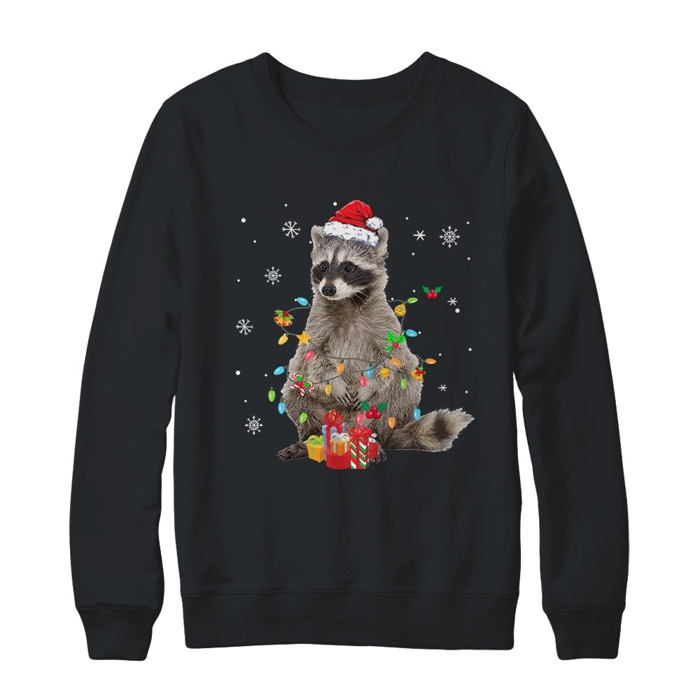 Raccoon Christmas Tree Lights Racoon Lover Xmas Shirt & Sweatshirt | teecentury