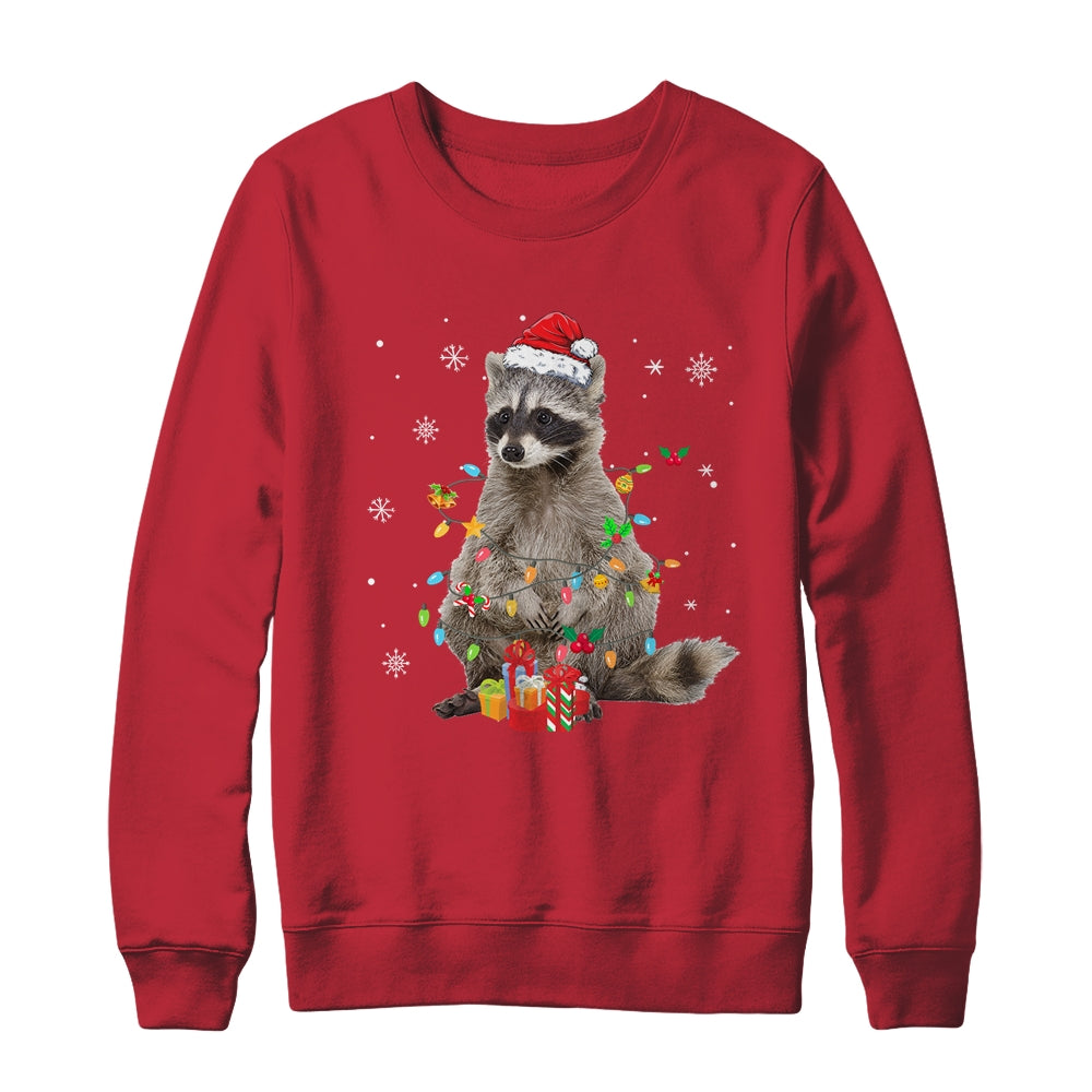 Raccoon Christmas Tree Lights Racoon Lover Xmas Shirt & Sweatshirt | teecentury