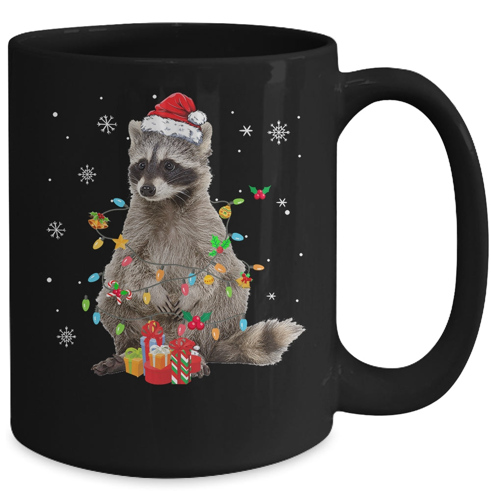 Raccoon Christmas Tree Lights Racoon Lover Xmas Mug | teecentury