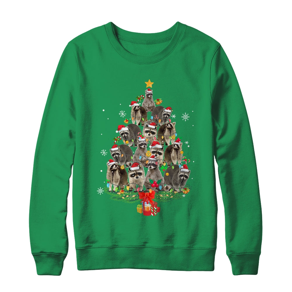 Raccoon Christmas Tree Lights Santa Racoon Lover Xmas Shirt & Sweatshirt | teecentury