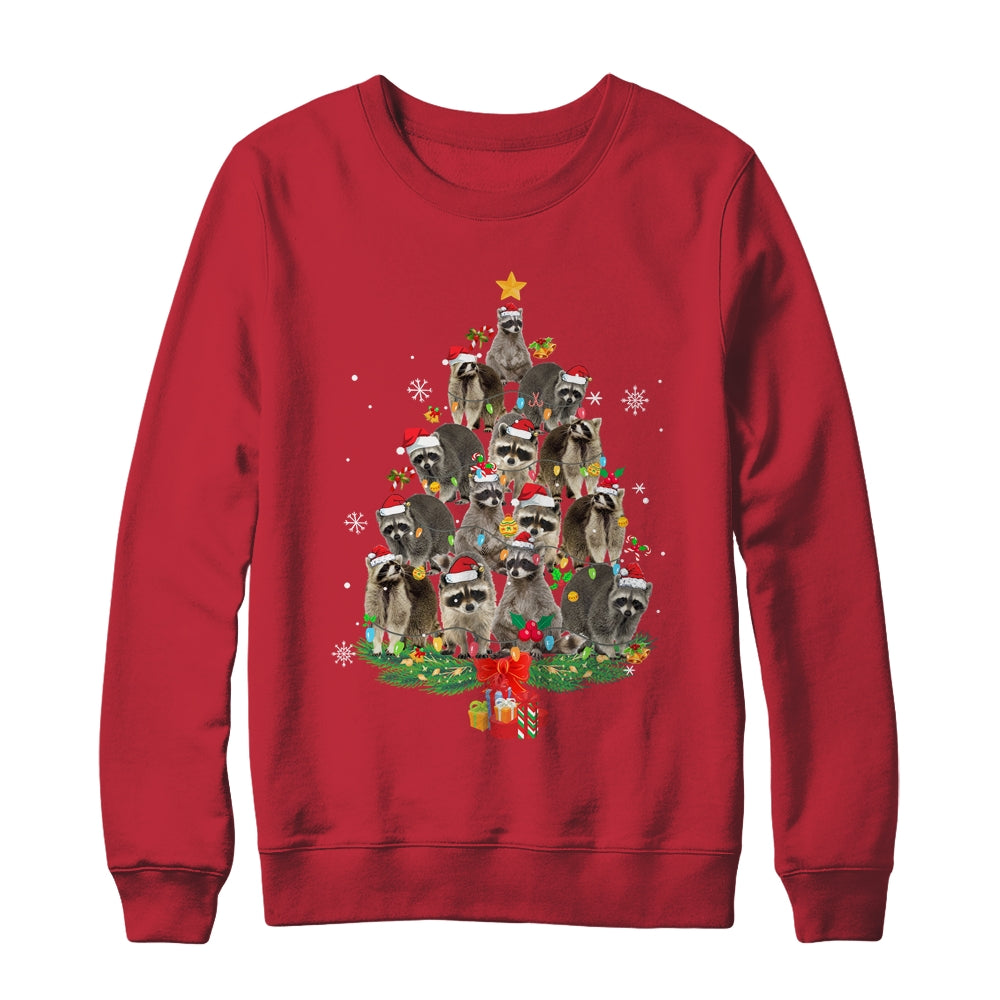 Raccoon Christmas Tree Lights Santa Racoon Lover Xmas Shirt & Sweatshirt | teecentury
