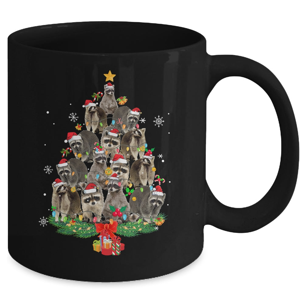 Raccoon Christmas Tree Lights Santa Racoon Lover Xmas Mug | teecentury
