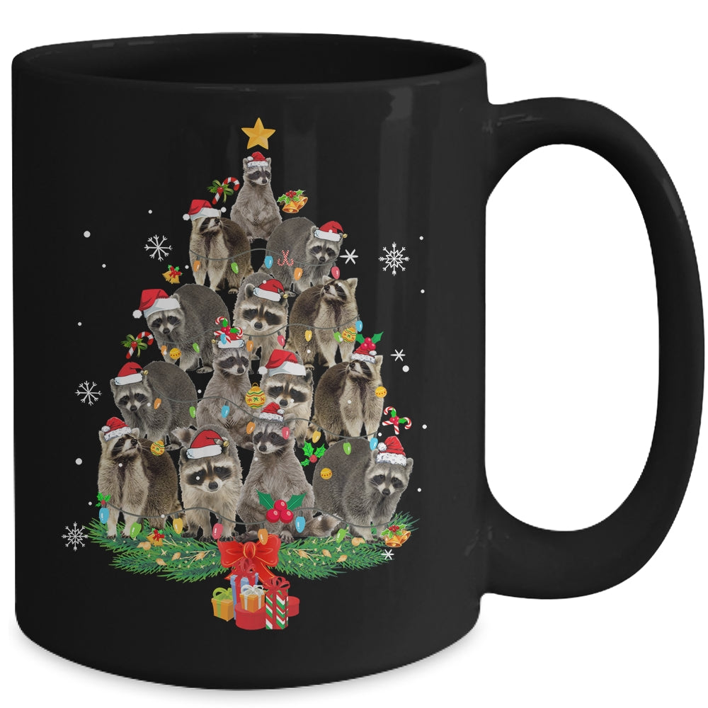 Raccoon Christmas Tree Lights Santa Racoon Lover Xmas Mug | teecentury