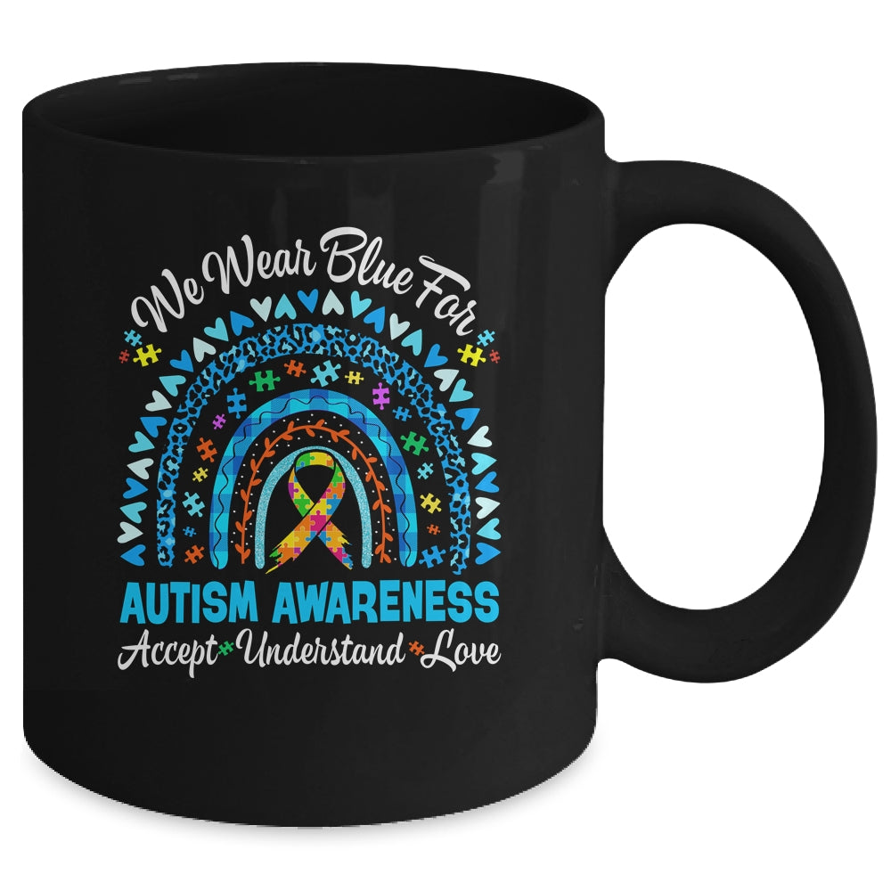 Rainbow Be Kind We Wear Blue For Autism Awareness Support Mug | teecentury