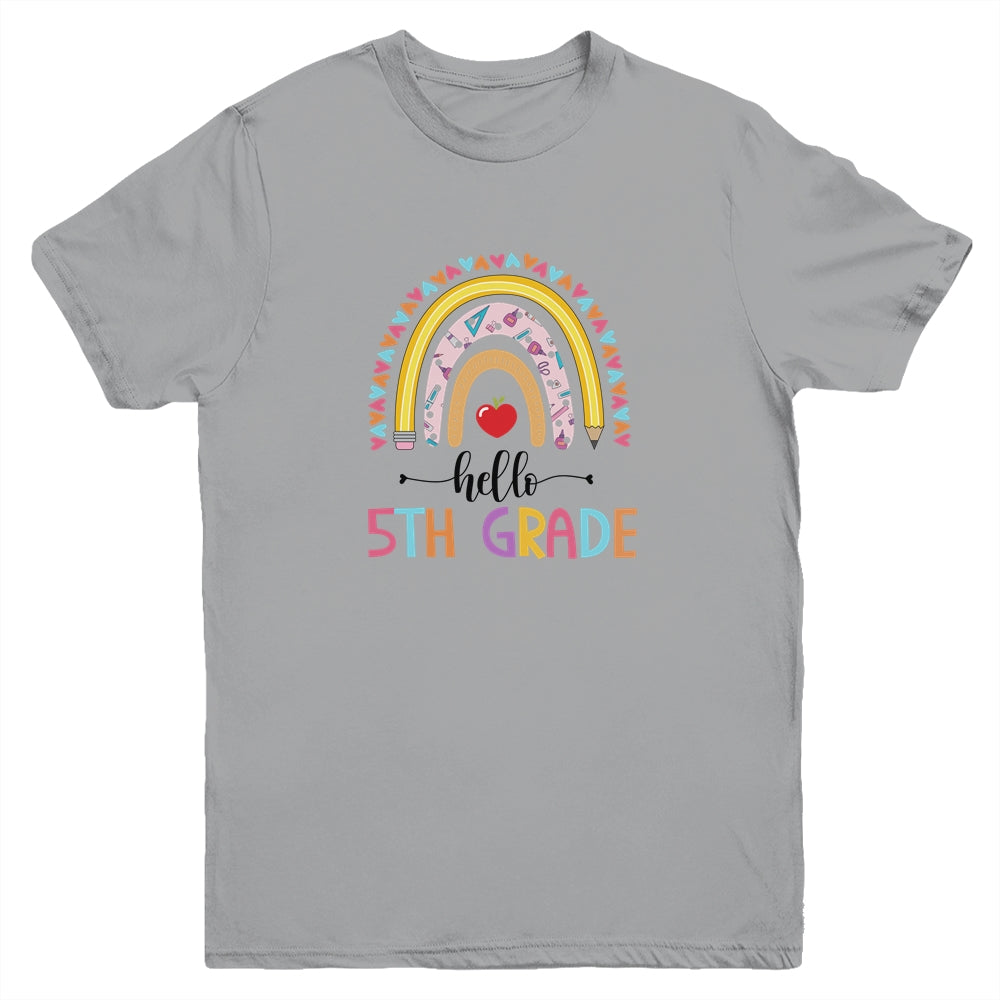 Rainbow Hello Fifth 5th Grade Kids First Day Of School Youth Youth Shirt | Teecentury.com