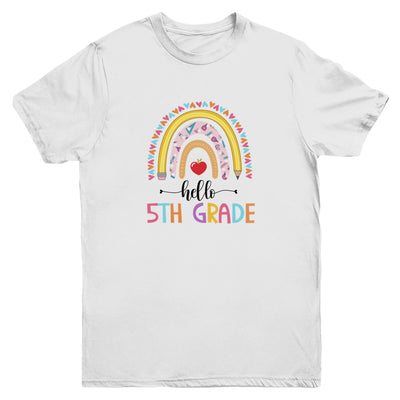 Rainbow Hello Fifth 5th Grade Kids First Day Of School Youth Youth Shirt | Teecentury.com