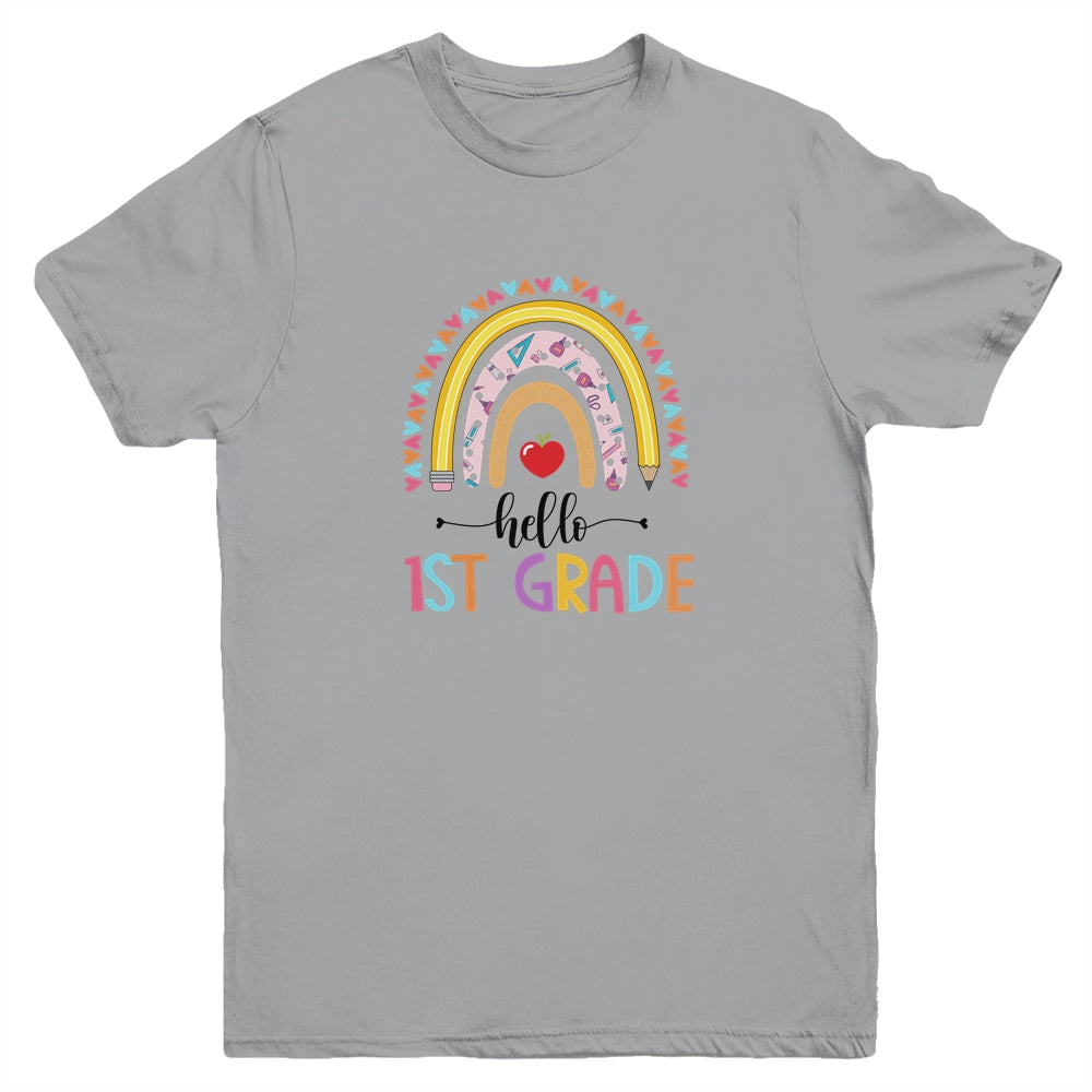 Rainbow Hello First 1st Grade Kids First Day Of School Youth Youth Shirt | Teecentury.com