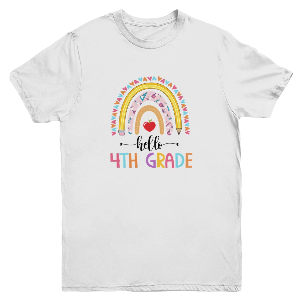 Rainbow Hello Fourth 4th Grade Kids First Day Of School Youth Youth Shirt | Teecentury.com