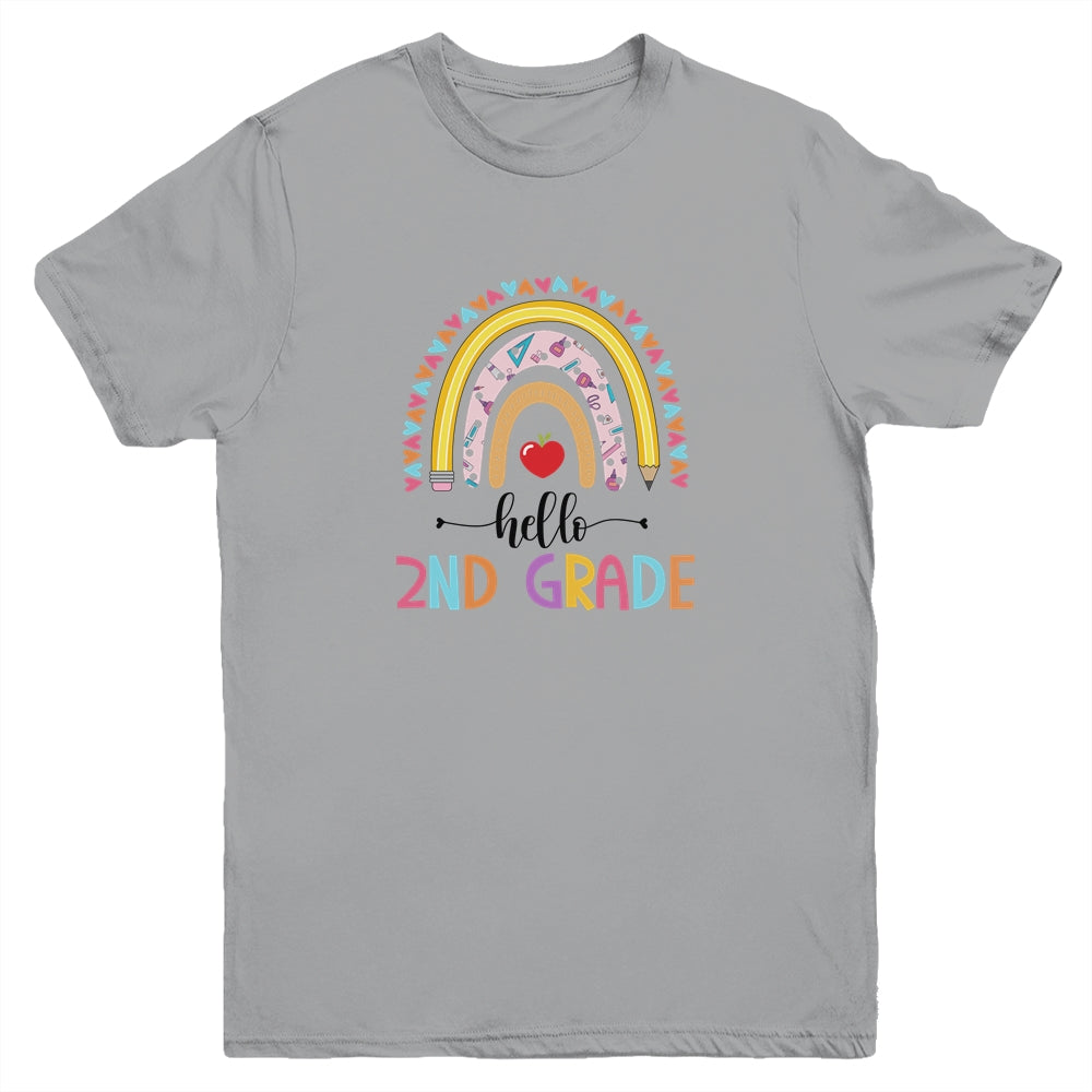 Rainbow Hello Second 2nd Grade Kids First Day Of School Youth Youth Shirt | Teecentury.com