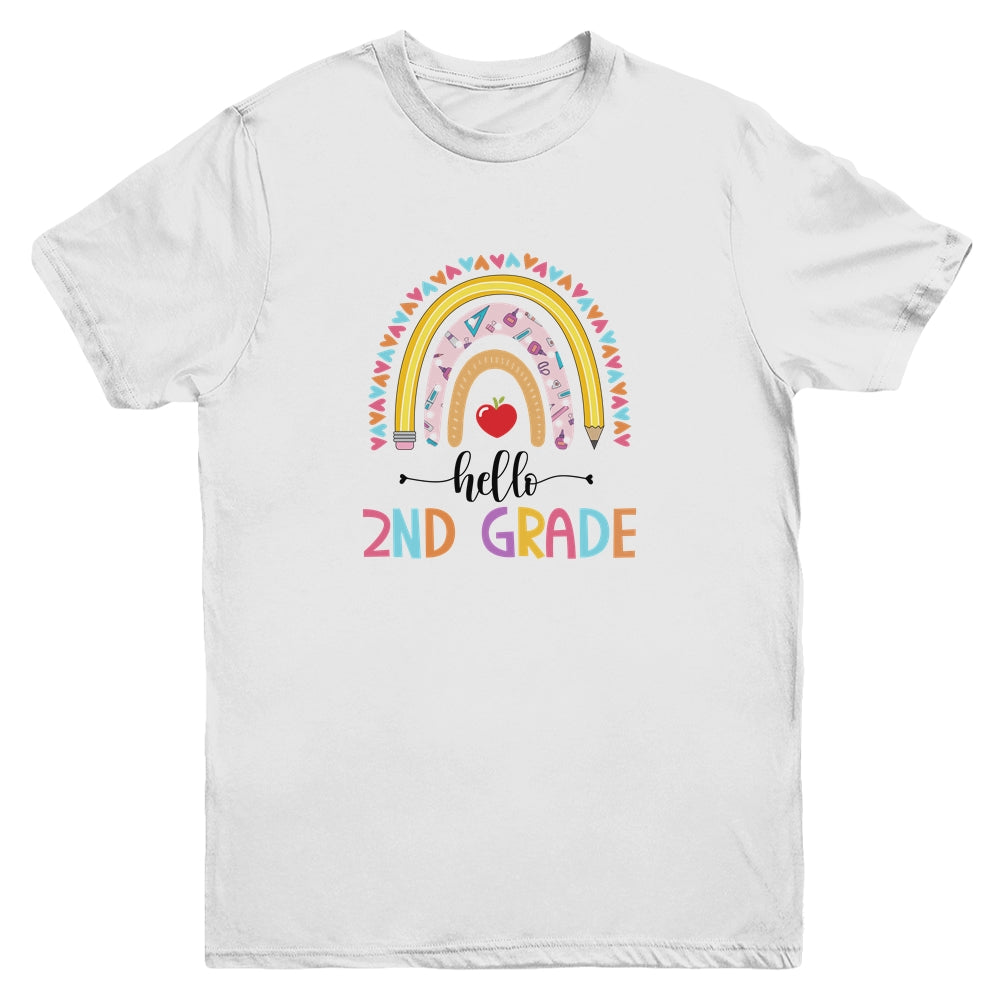 Rainbow Hello Second 2nd Grade Kids First Day Of School Youth Youth Shirt | Teecentury.com