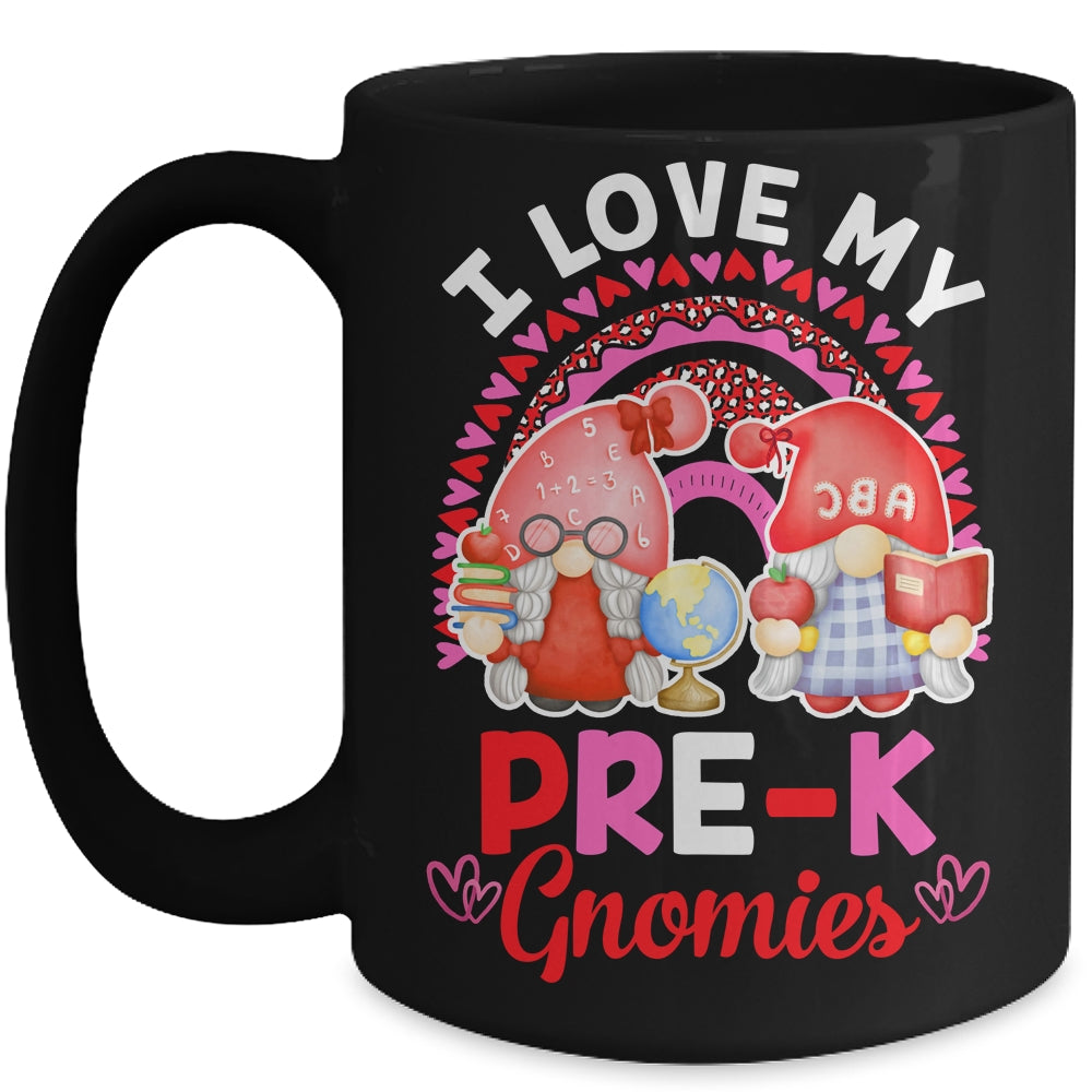 Rainbow I Love My Pre-K Gnomies Funny Valentines Day Mug Coffee Mug | Teecentury.com