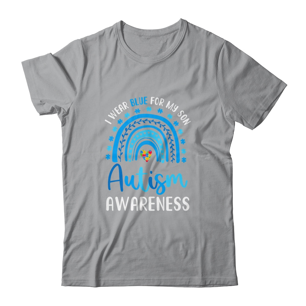Rainbow I Wear Blue For My Son Autism Awareness Shirt & Hoodie | teecentury