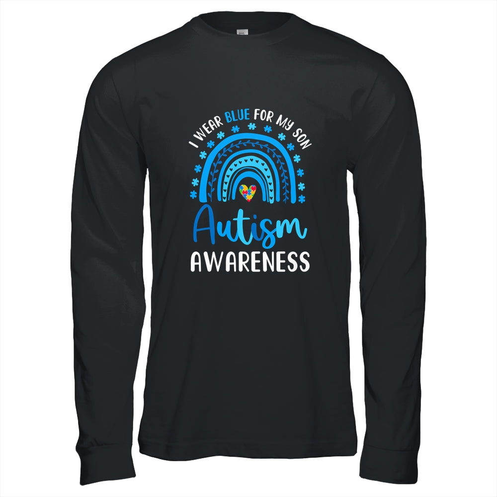 Rainbow I Wear Blue For My Son Autism Awareness Shirt & Hoodie | teecentury
