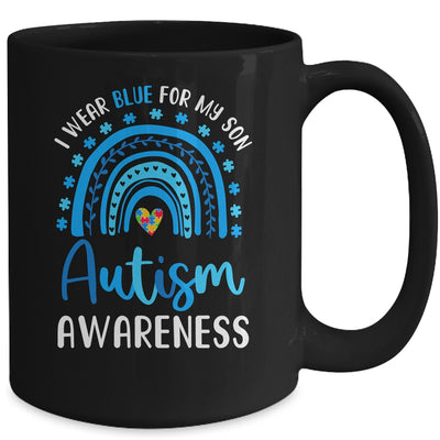 Rainbow I Wear Blue For My Son Autism Awareness Mug | teecentury