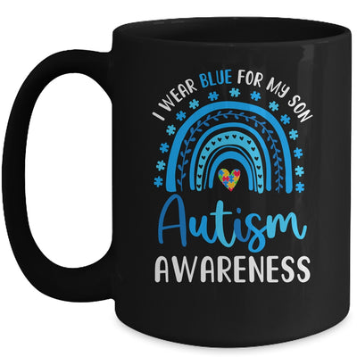 Rainbow I Wear Blue For My Son Autism Awareness Mug | teecentury