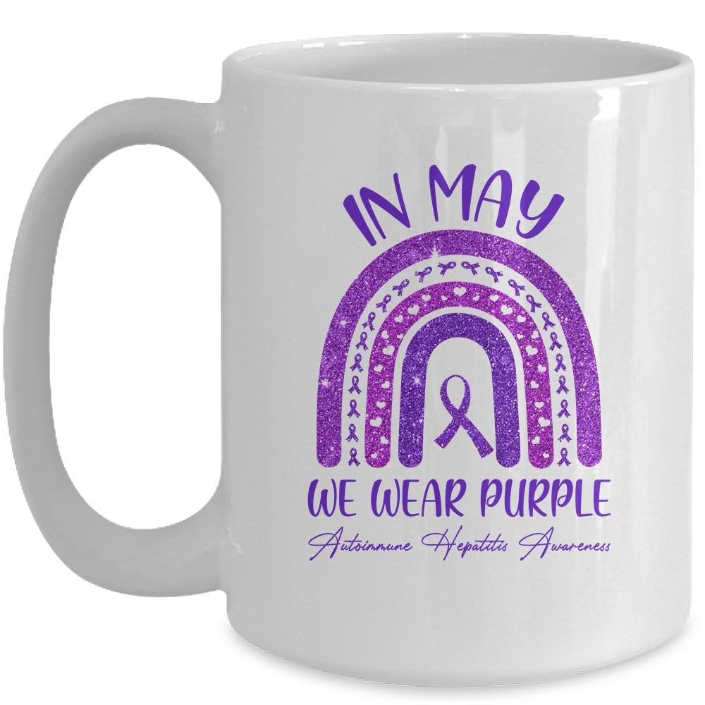 Rainbow In May We Wear Purple Autoimmune Hepatitis Awareness Mug Coffee Mug | Teecentury.com