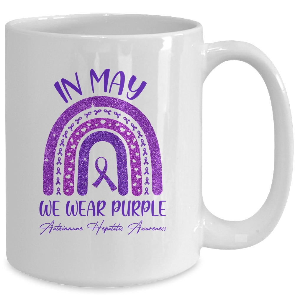 Rainbow In May We Wear Purple Autoimmune Hepatitis Awareness Mug Coffee Mug | Teecentury.com