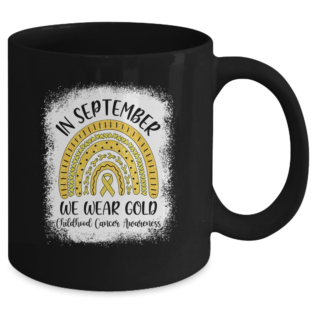 Rainbow In September We Wear Gold Childhood Cancer Awareness Mug Coffee Mug | Teecentury.com